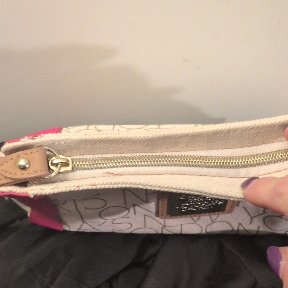 Victoria's Secret White Clutch with Pink and Orange Accents - Picture 5 of 8
